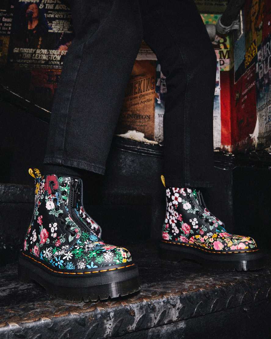 Sinclair Floral Mash Up Leather Platform Boots