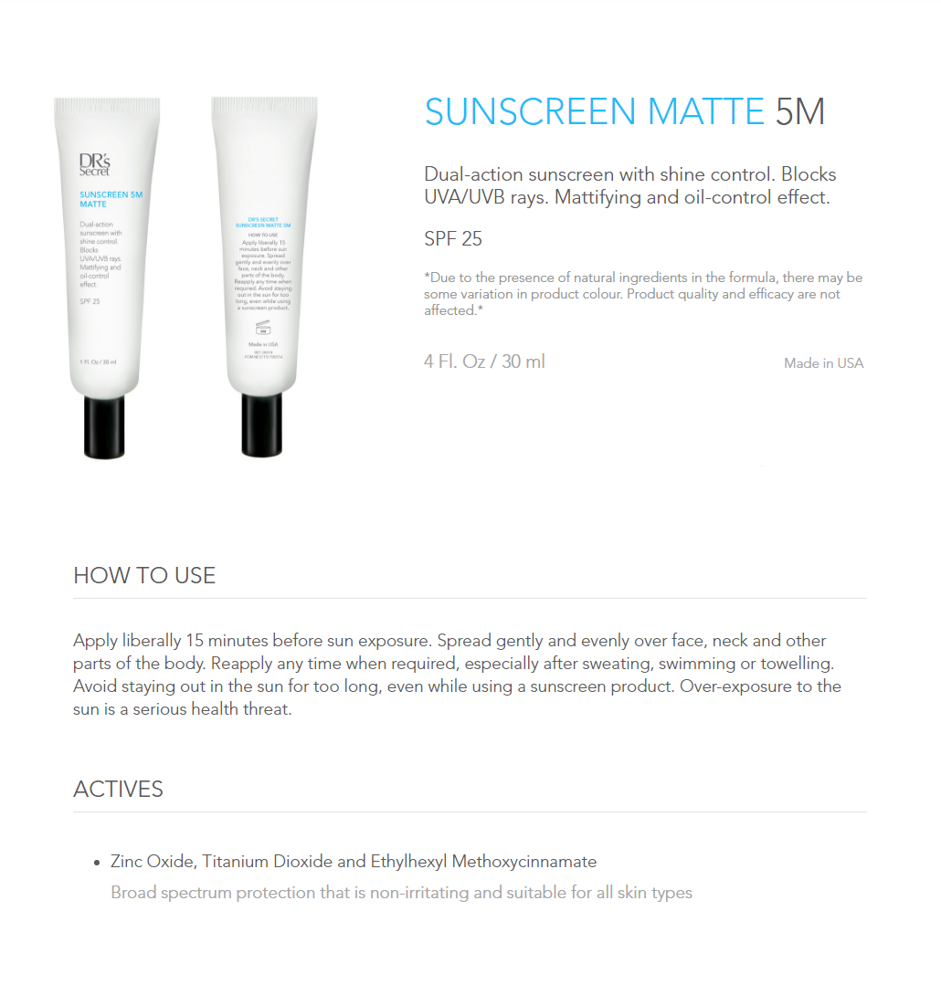 (#5M) (MATT Version) DR's Secret Sunscreen 30 ml