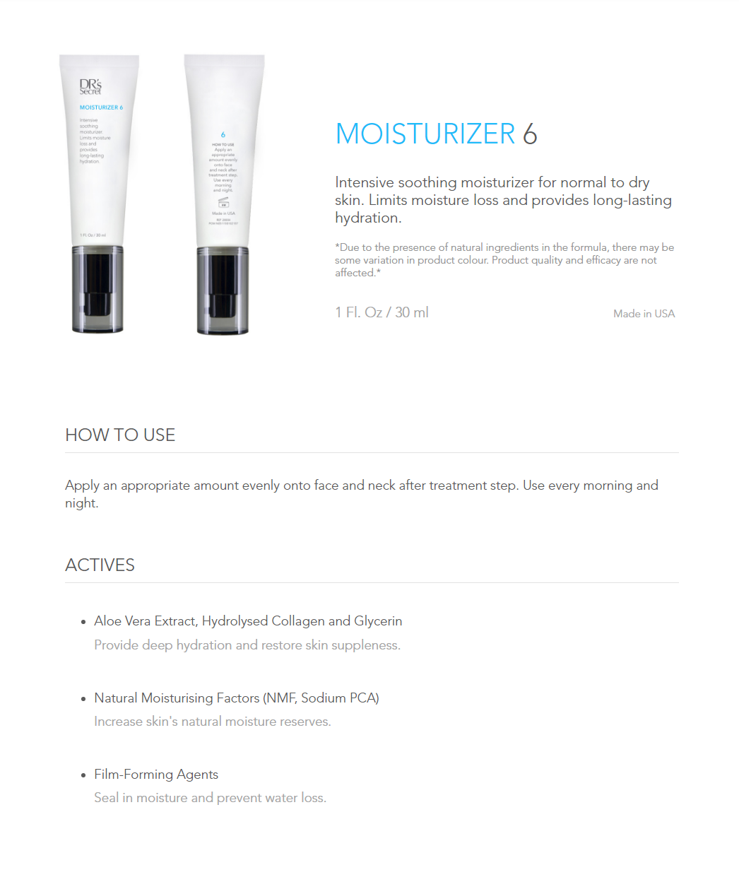 (#6) DRs Secret Moisturiser 30ml (Water Based)