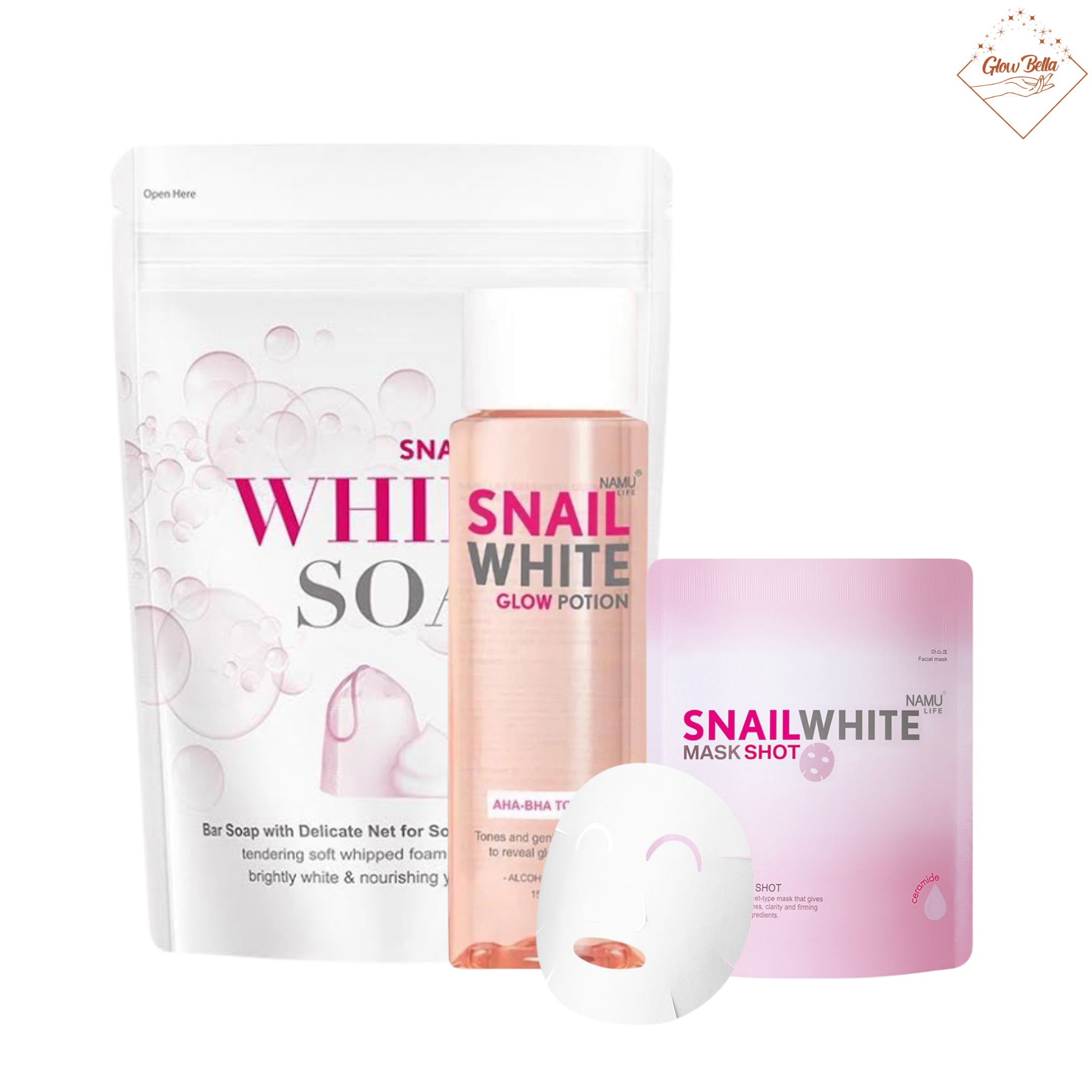NAMU LIFE SNAILWHITE Whipp Soap + Glow Potion + Mask Shot Combo