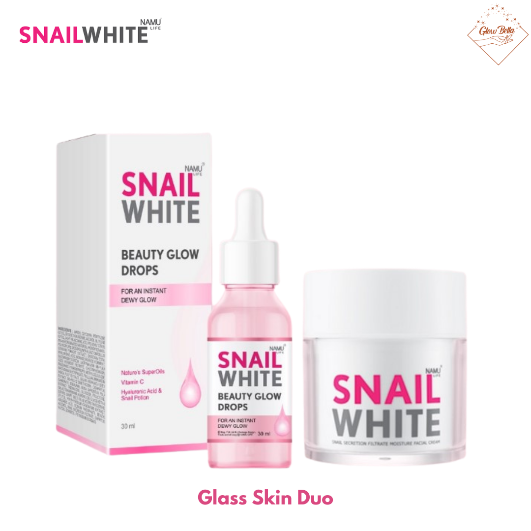 NAMU LIFE SNAILWHITE SNAILWHITE Dewy Glass Skin Essentials (Beauty Glow Drops and Moisture Facial Cream)