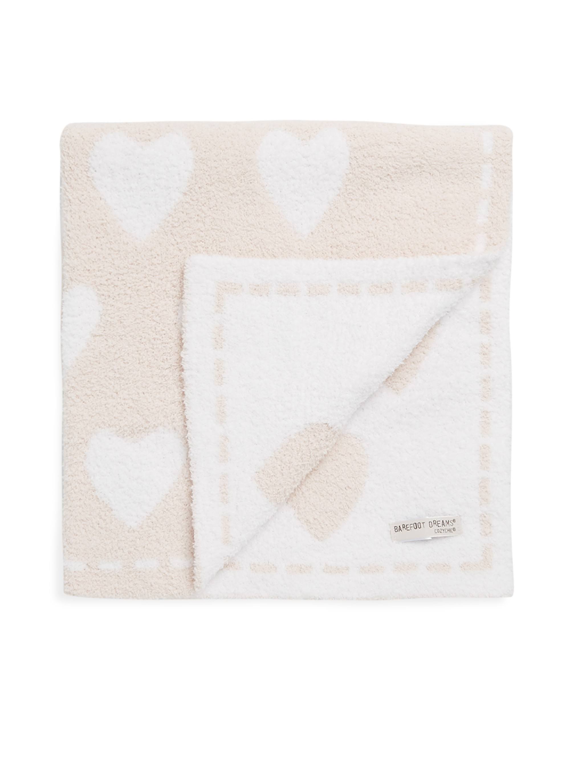 Barefoot Dreams CozyChic Dream Receiving Blanket Pink/White Hearts