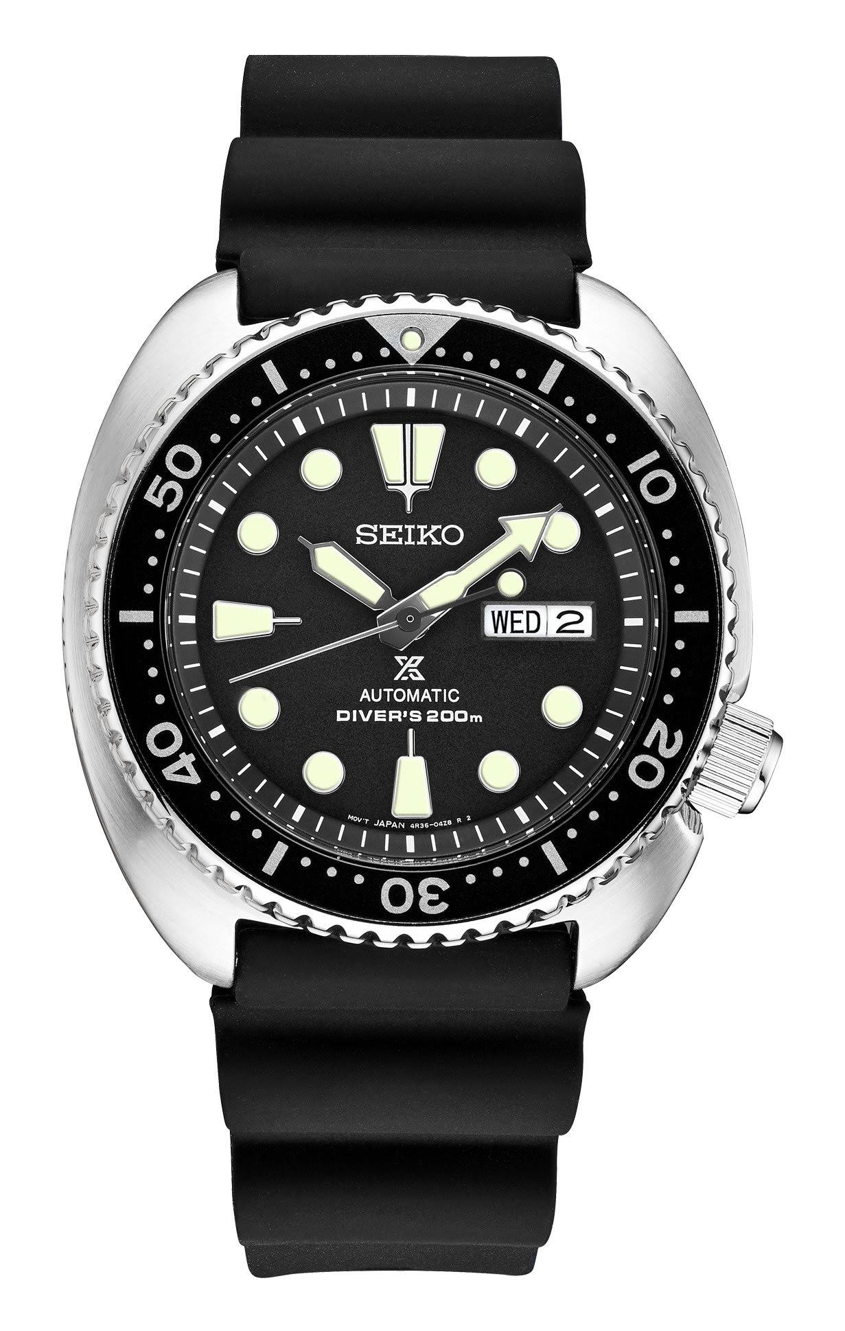 Seiko SRPE93 Prospex Automatic Diver Black Dial Silicone Strap Men's ...