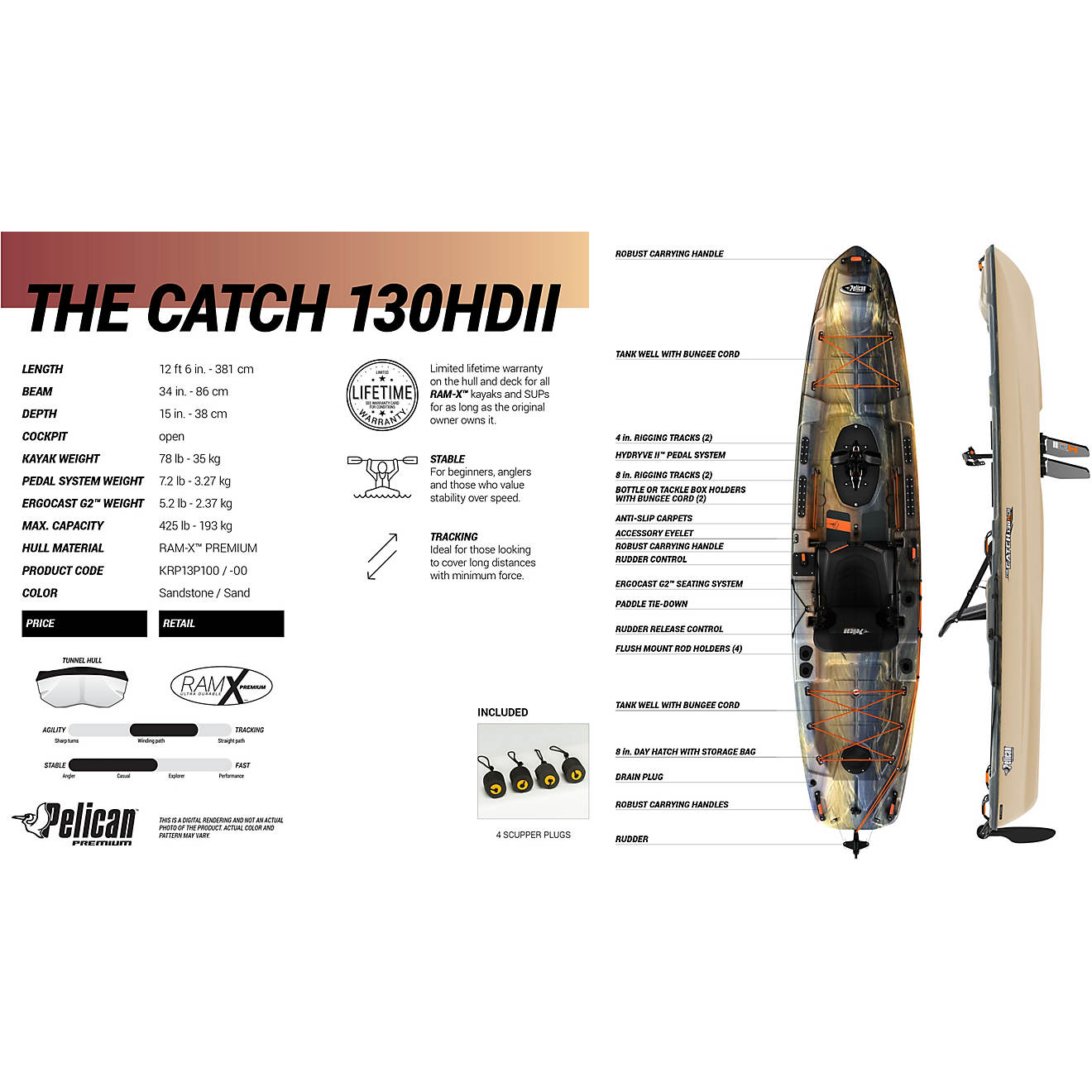 Pelican The Catch 130 HYDRIVE II Fishing Kayak LIDL