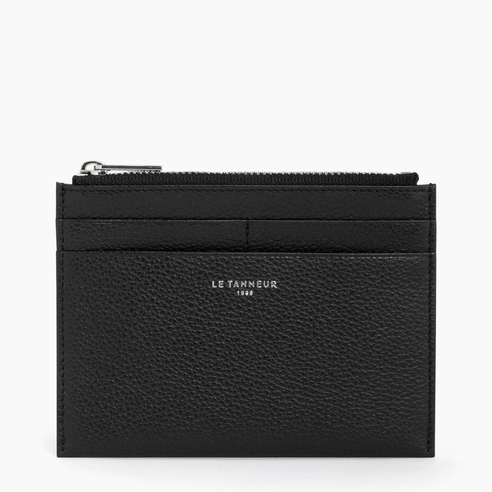 Emile medium-sized, zipped card case in pebbled leather