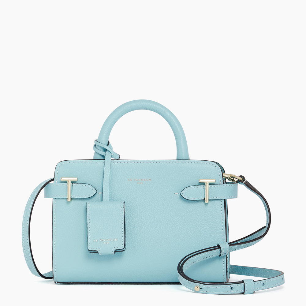 Emilie mini, flap-closure handbag in pebbled leather