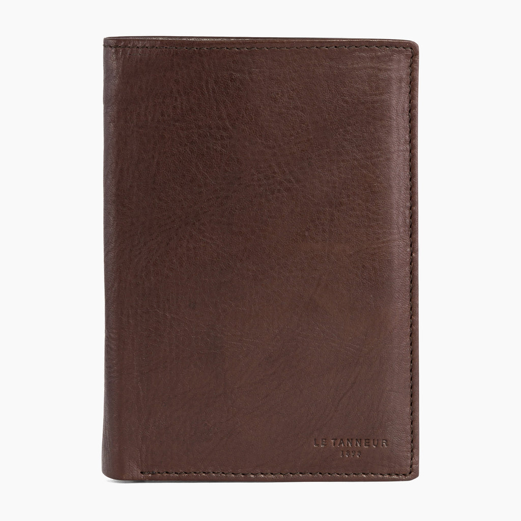 Medium zipped Gary oiled leather wallet with 3 shutters