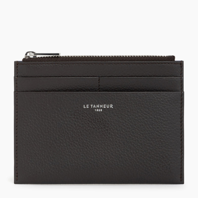 Emile medium-sized, zipped card case in pebbled leather