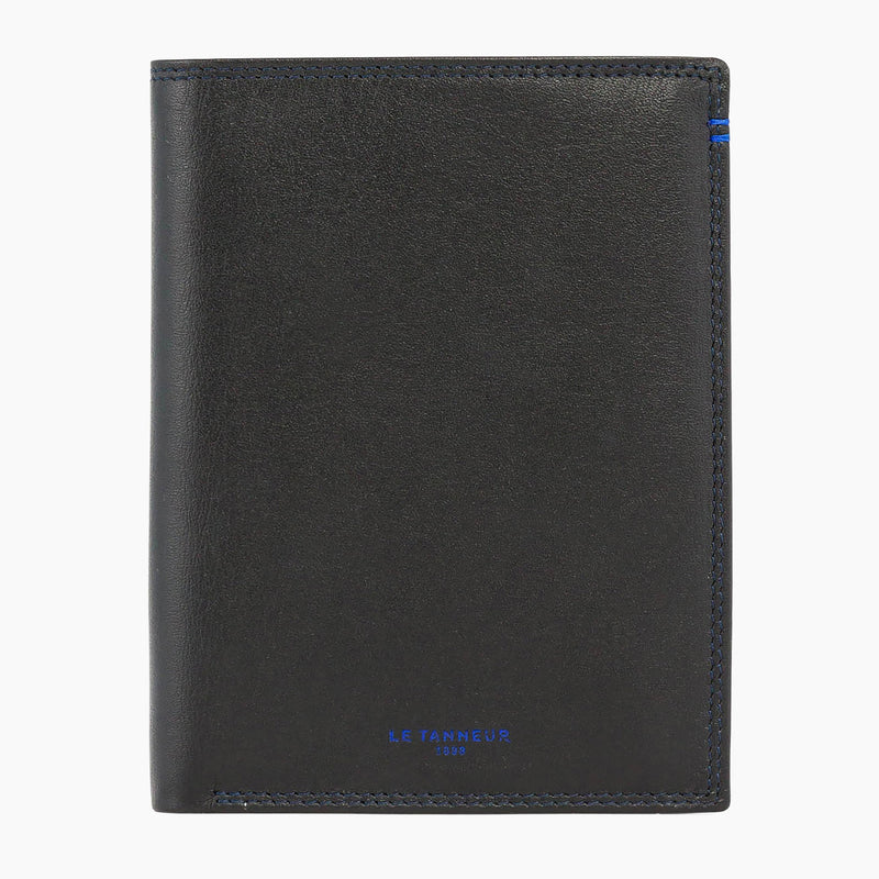 Zipped pocket and 2 shutters Martin smooth leather wallet