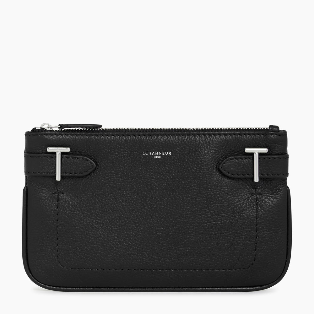 Simone zipped pouch in pebbled leather