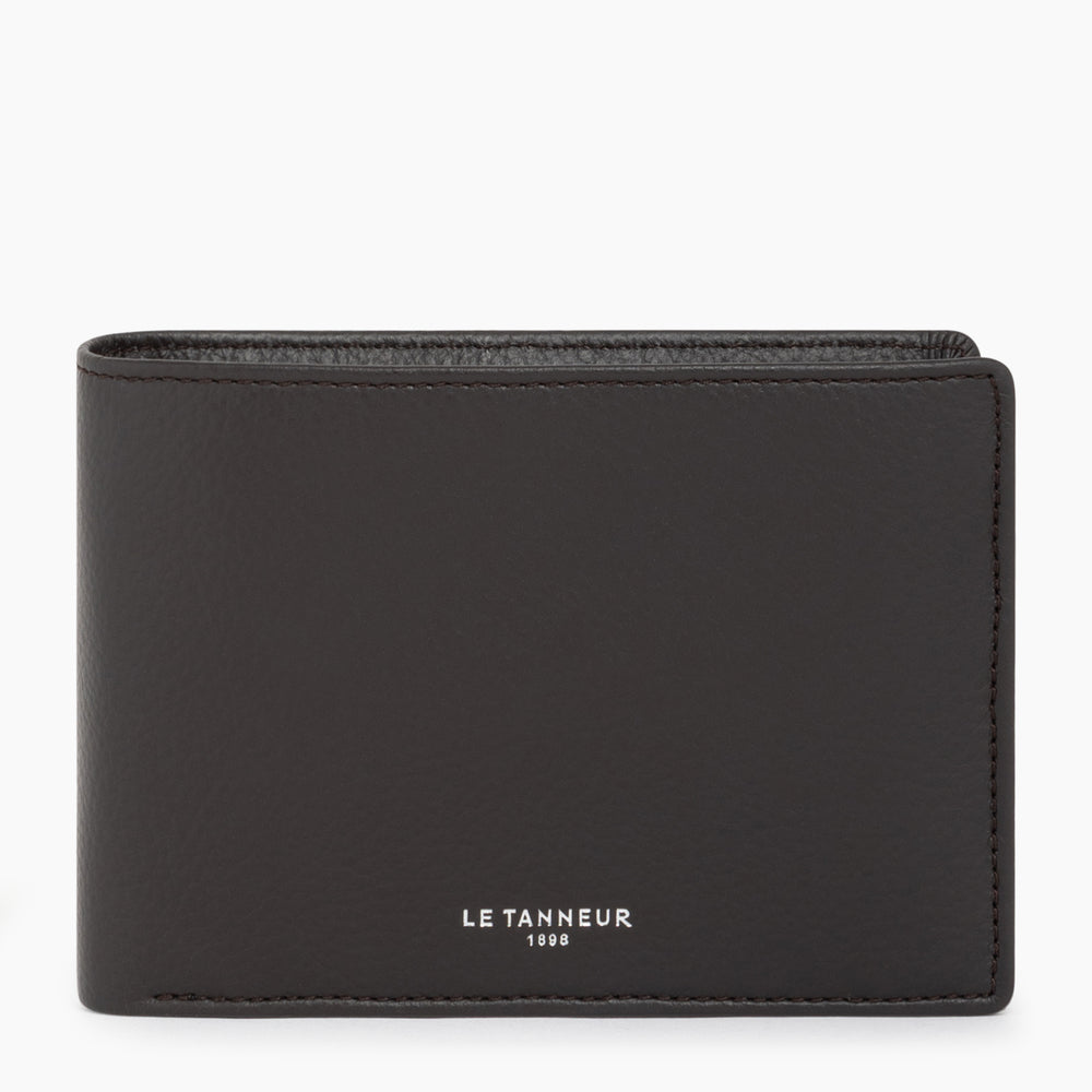 Emile flap wallet with 2 gussets in pebbled leather