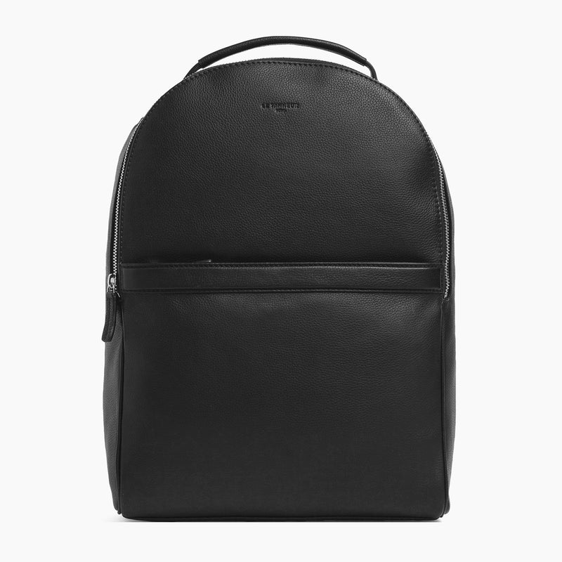 Zipped Charles pebbled leather backpack