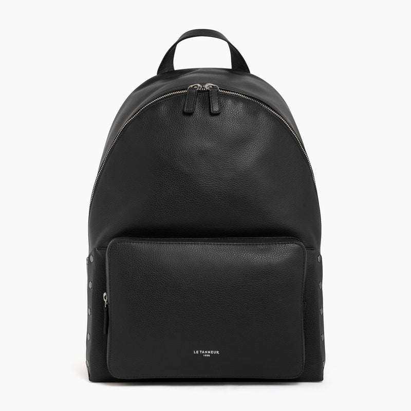 Gabin zipped backpack in pebbled leather