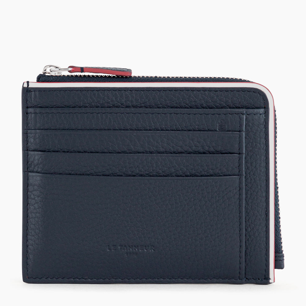 Augustin L-zip card case in pebbled leather