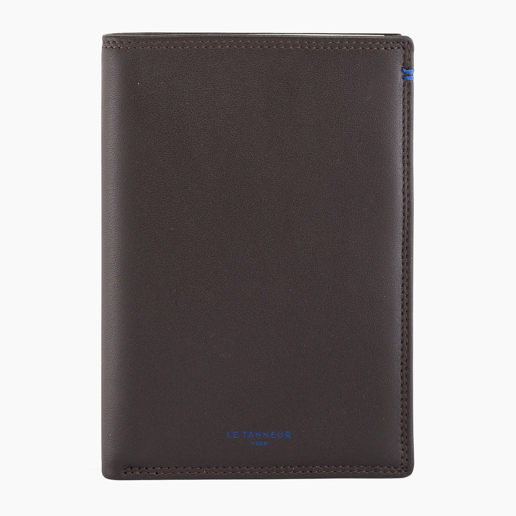 Zipped pocket and 2 shutters Martin smooth leather wallet