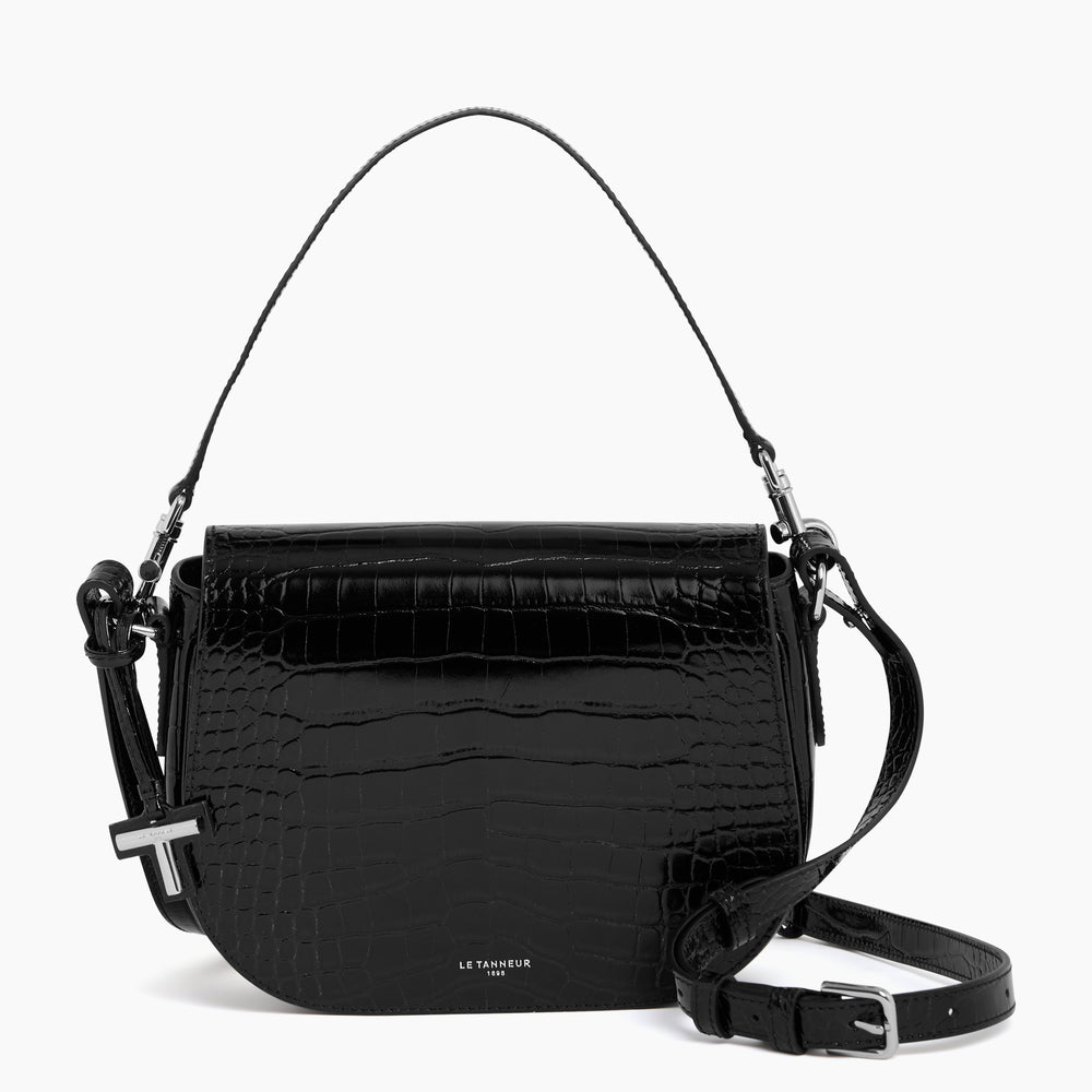 Gisèle medium-sized, crossbody bag in crocodile-embossed leather