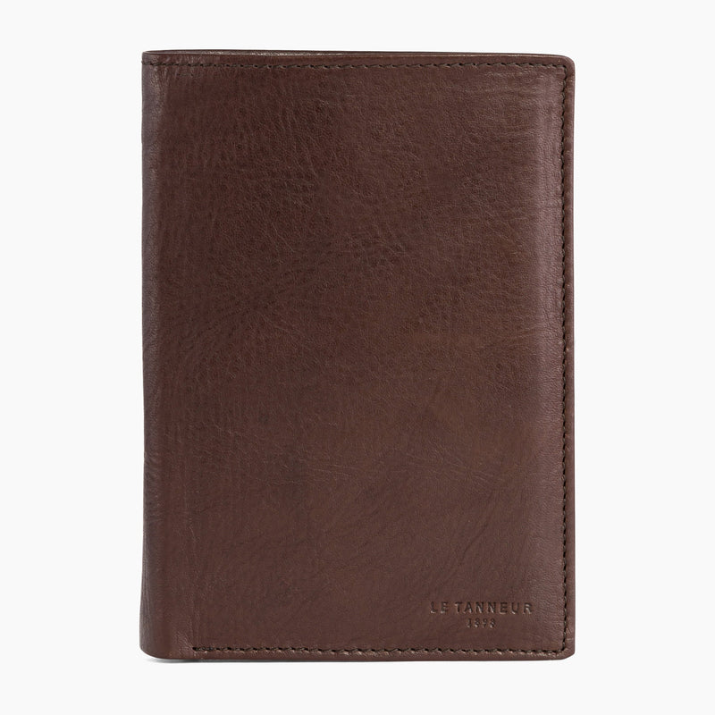 Medium zipped Gary oiled leather wallet with 3 shutters