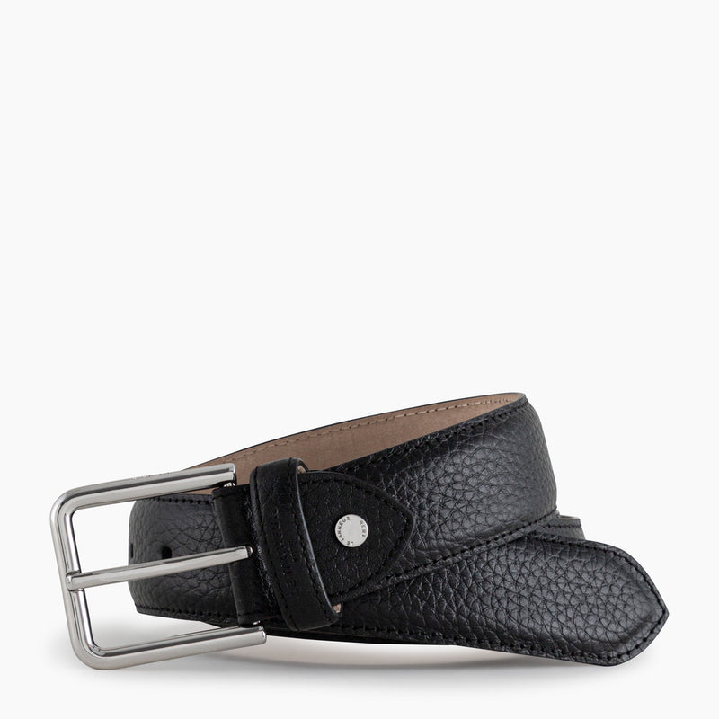 Charles smooth leather men's belt with square buckle