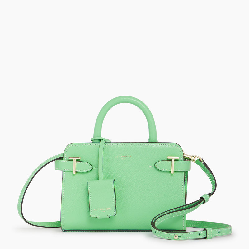 Emilie mini, flap-closure handbag in pebbled leather