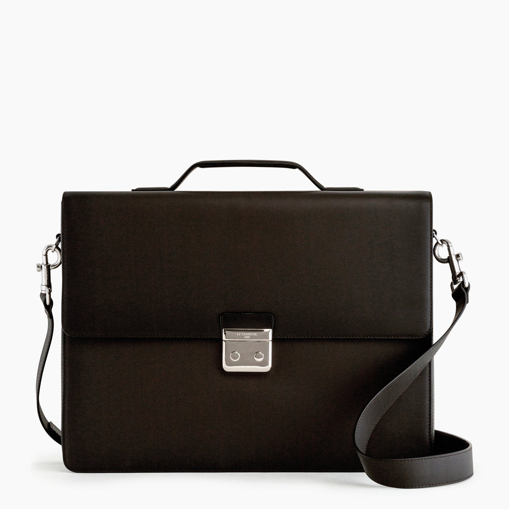 Albert 1 gusset briefcase in smooth leather