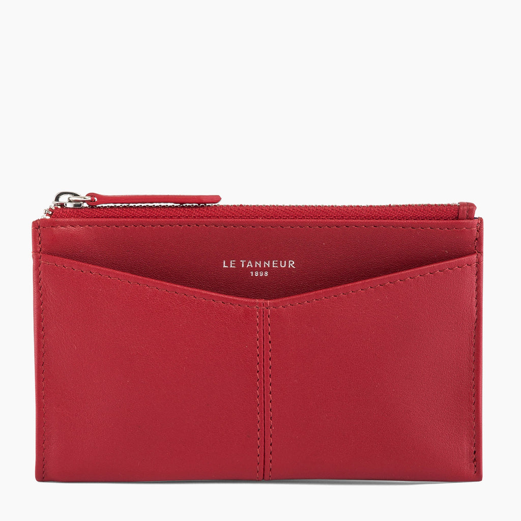 Zipped Charlotte smooth leather key pouch