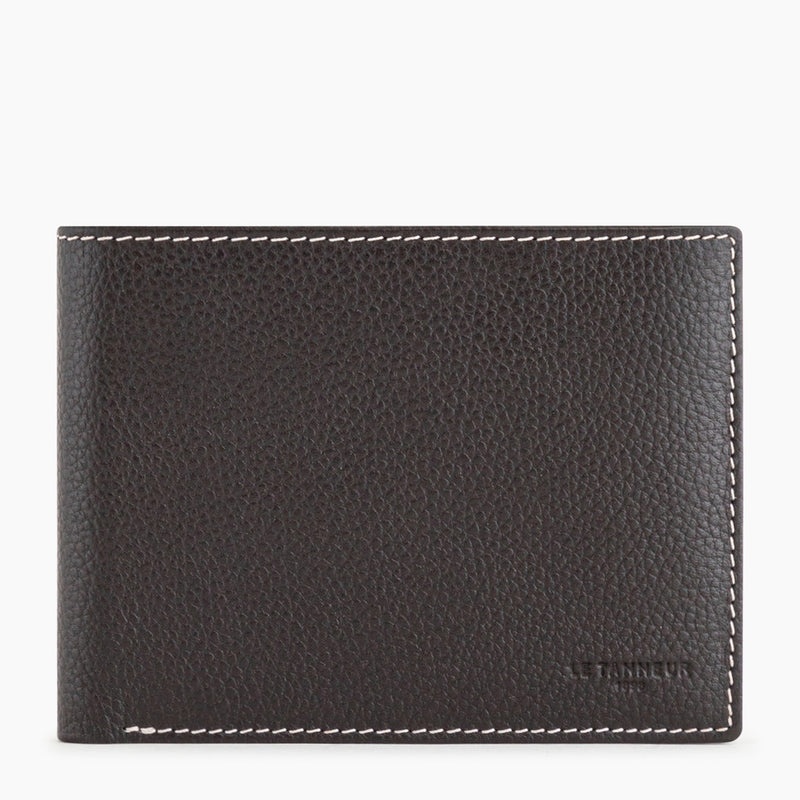 Charles 2 compartments pebbled leather flap wallet