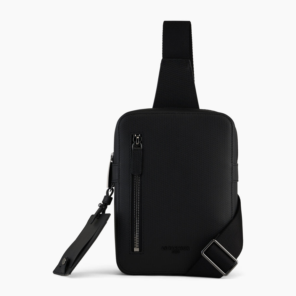 Emile sling satchel in monogrammed leather