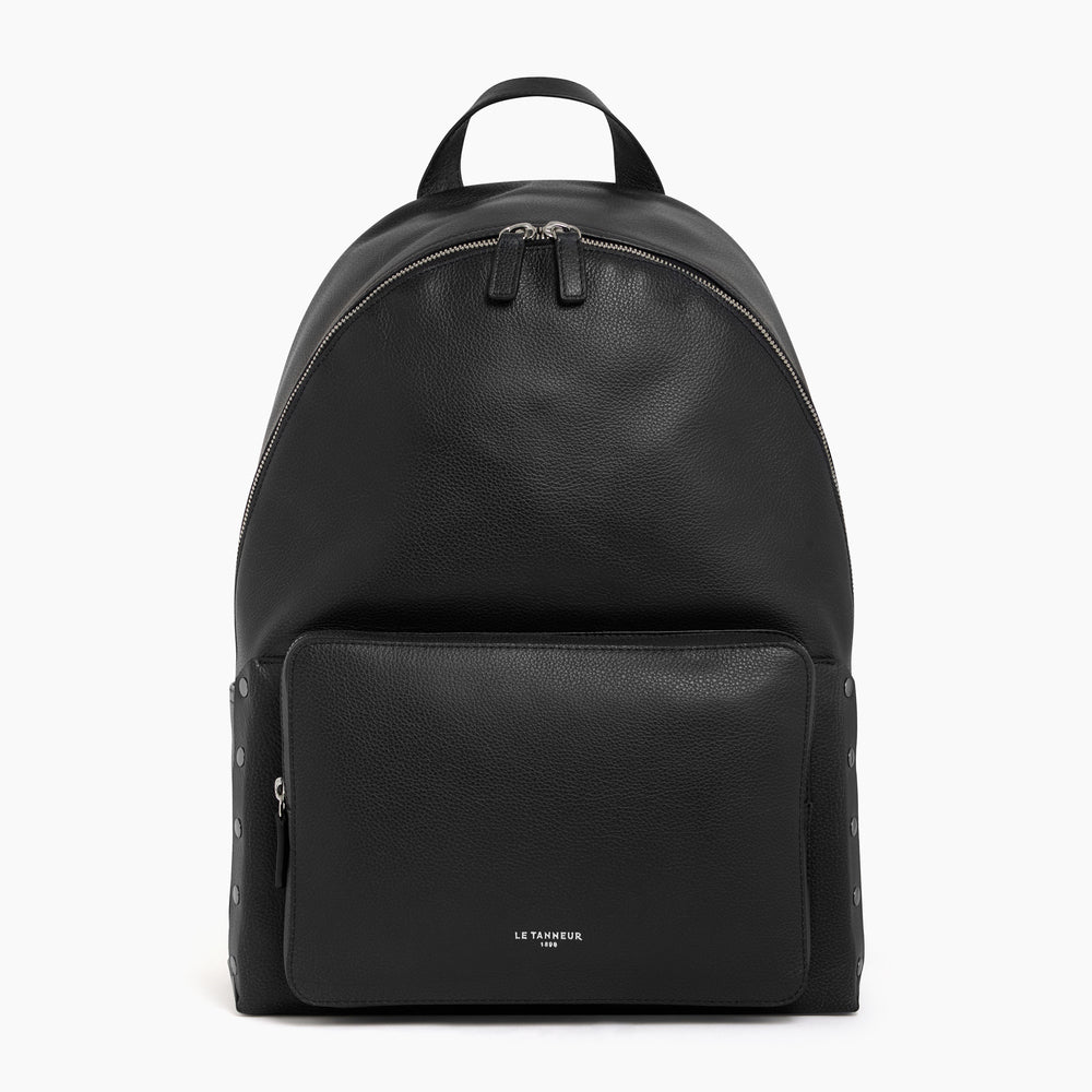 Gabin zipped backpack in pebbled leather