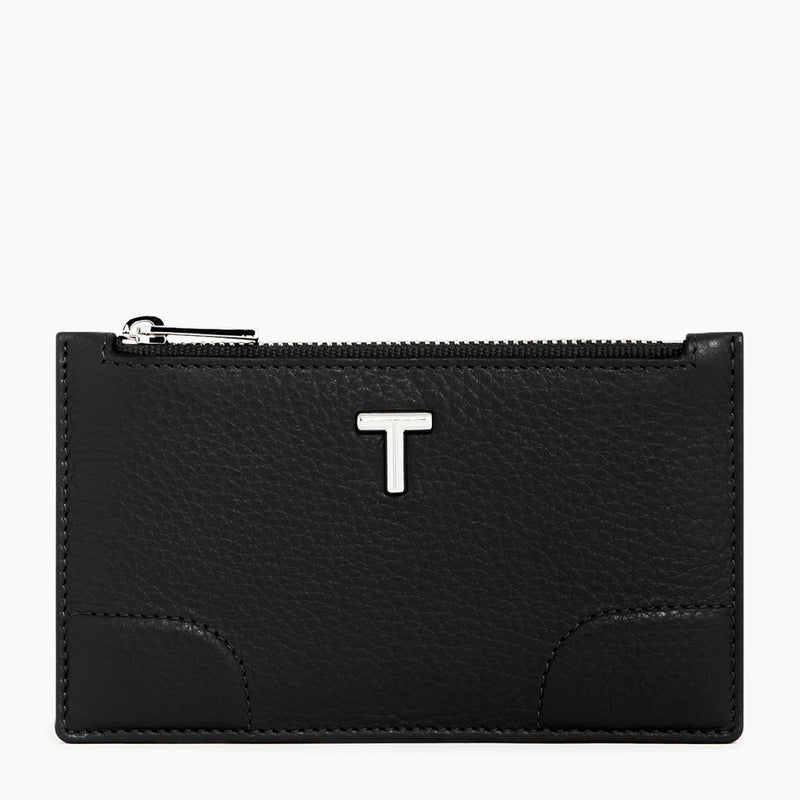 Romy zipped card case in pebbled leather