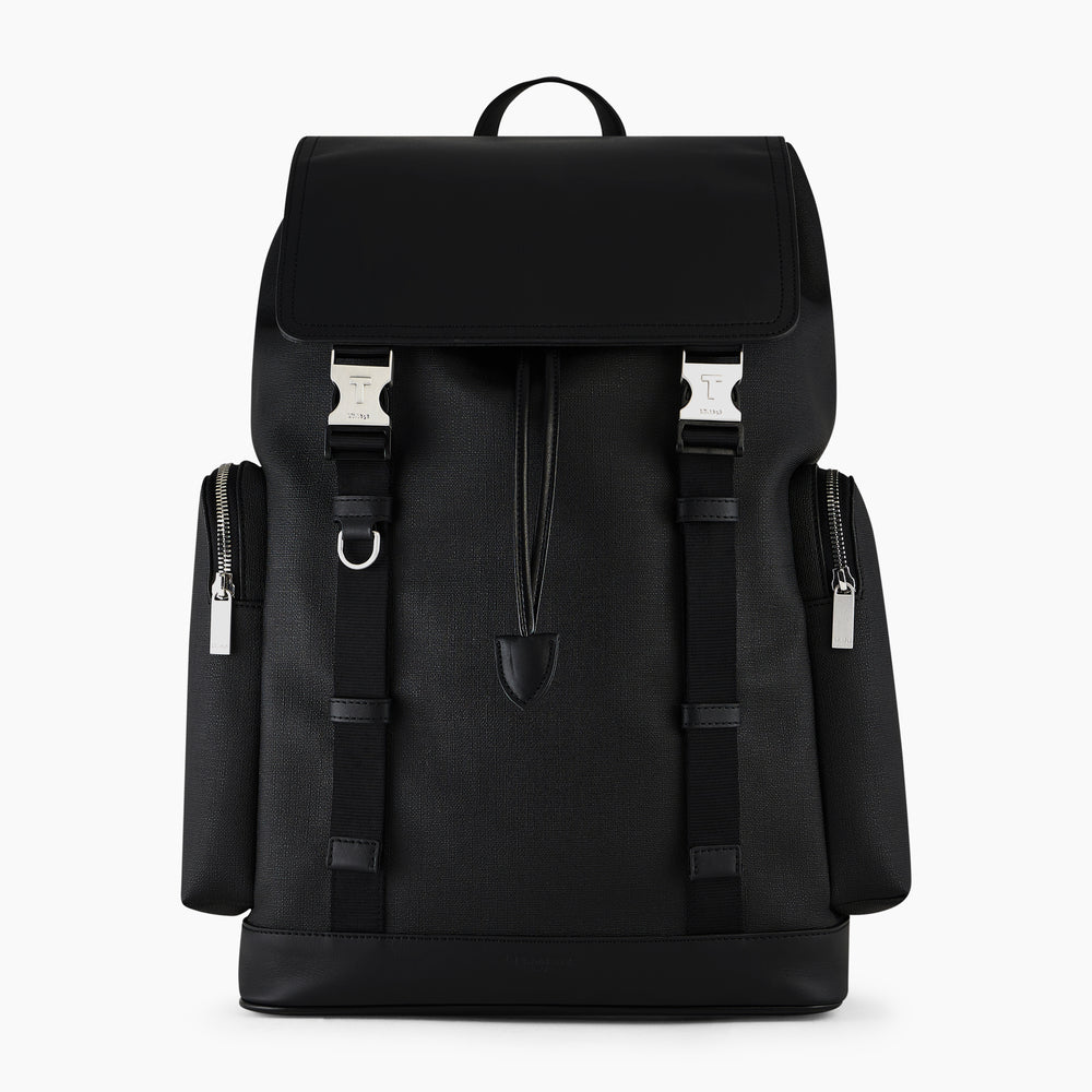 Maurice backpack with flap closure in coated canvas