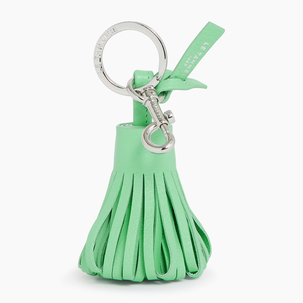 Pompom keychain in smooth leather