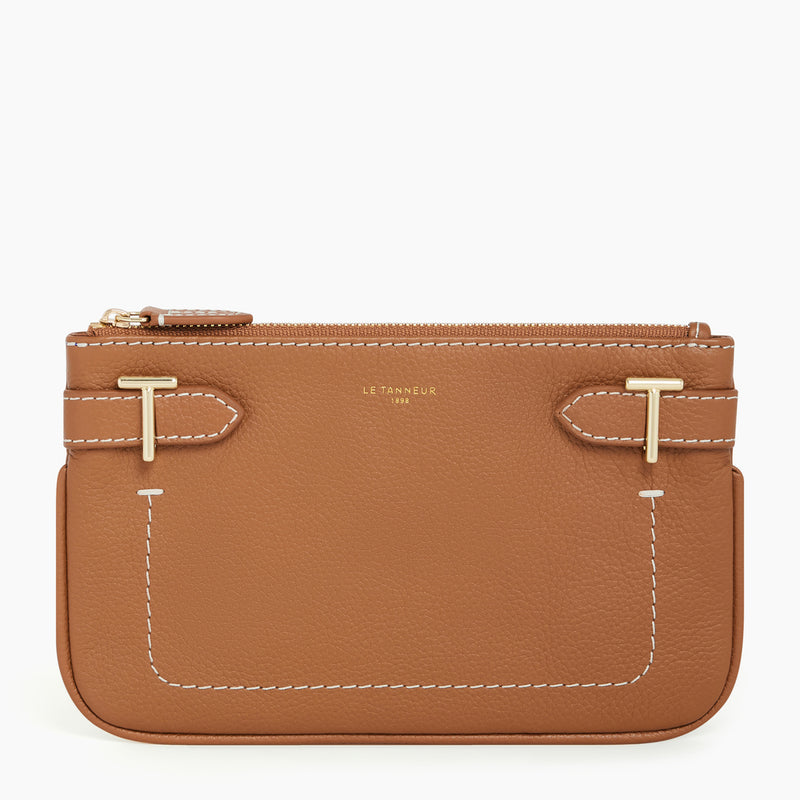 Simone zipped pouch in pebbled leather