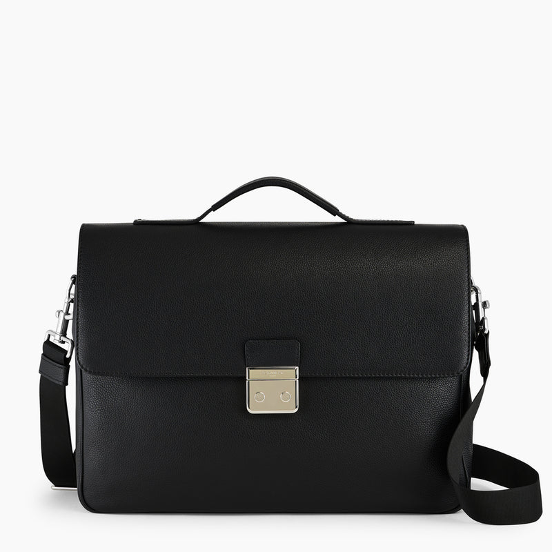 Charles 15 briefcase with 2 gussets in pebbled leather