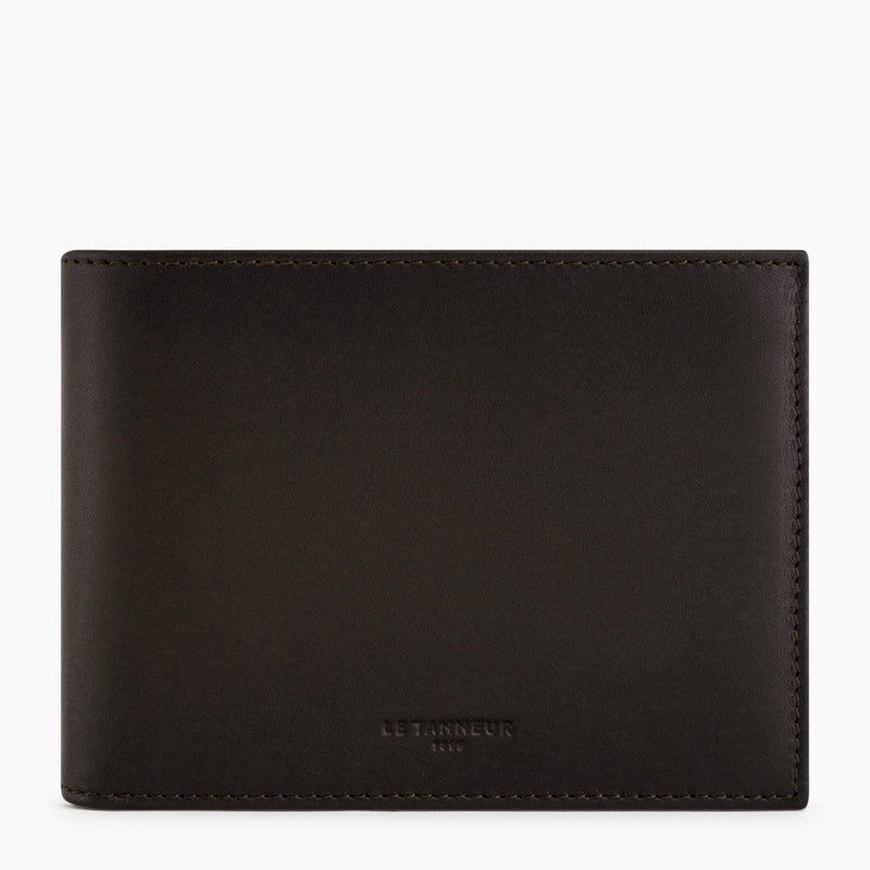 Portefeuille horizontal avec poche monnaie zippée Albert en cuir lisse