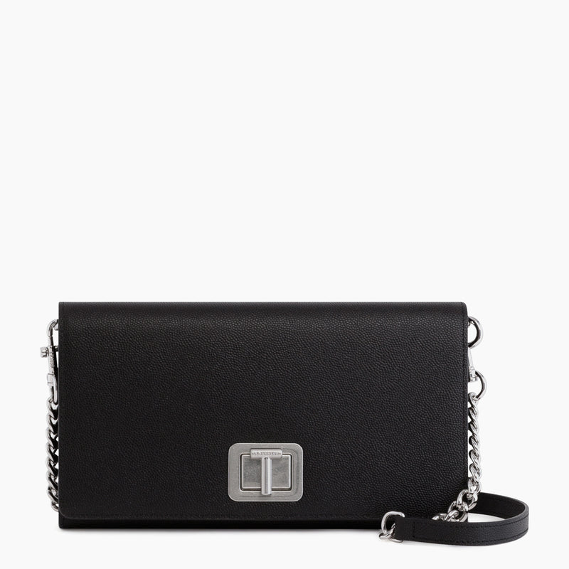 Eva all-in-one clutch with removable crossbody strap in pebbled leather