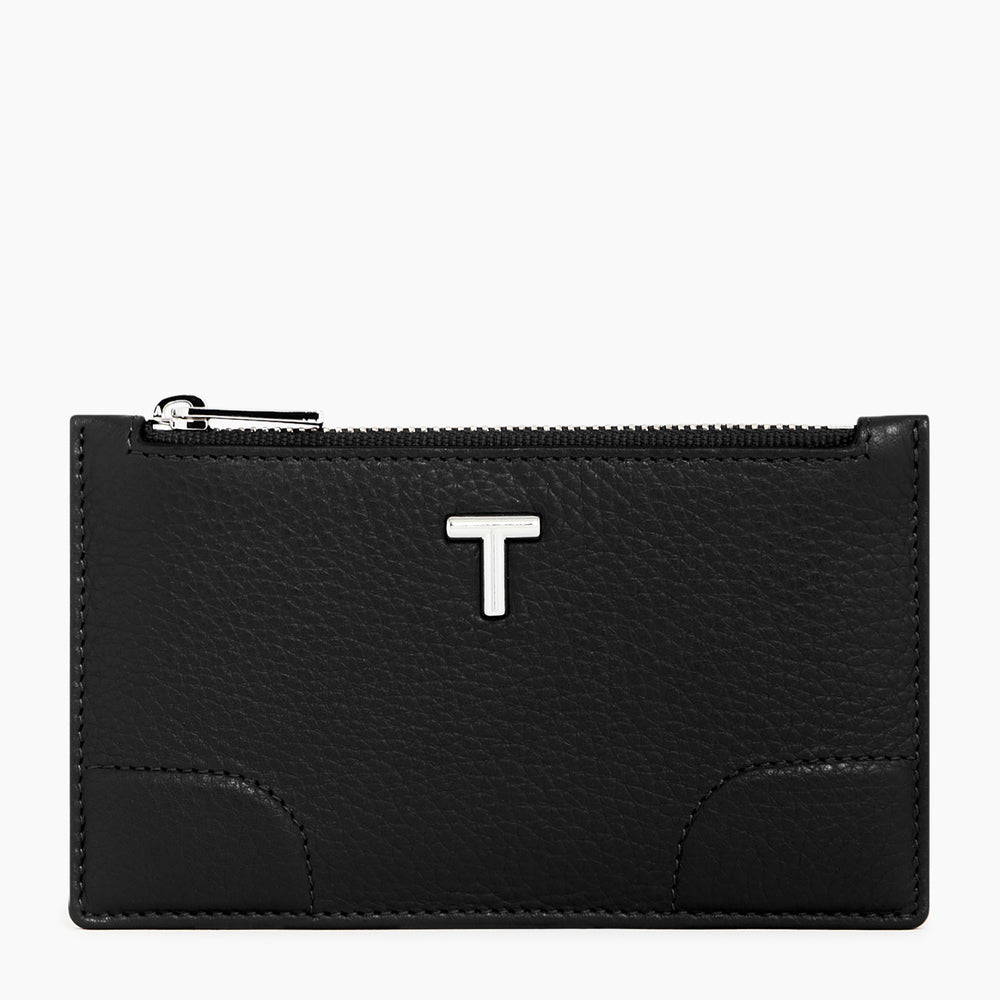 Romy zipped card case in pebbled leather