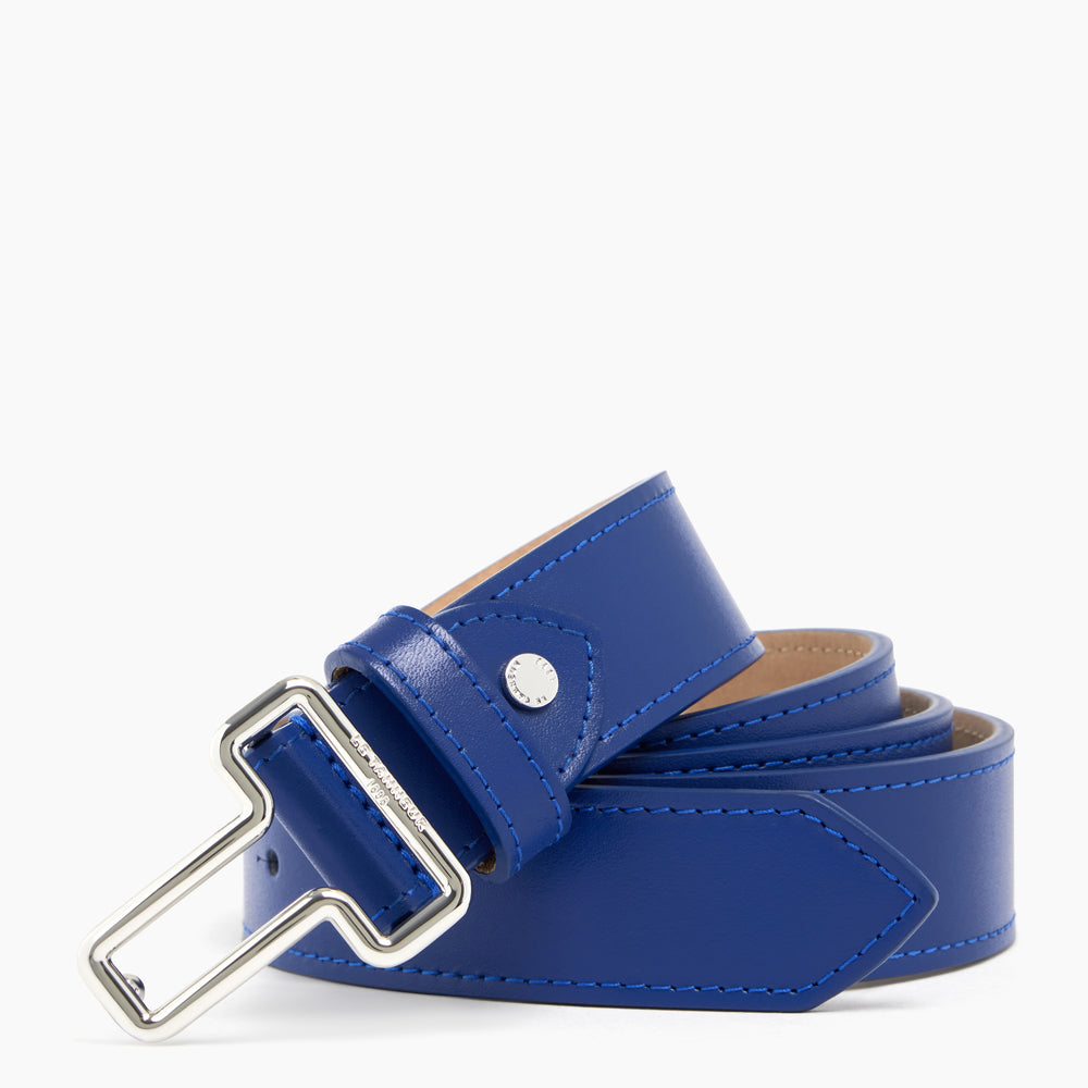 Women's belt with T buckle in smooth leather