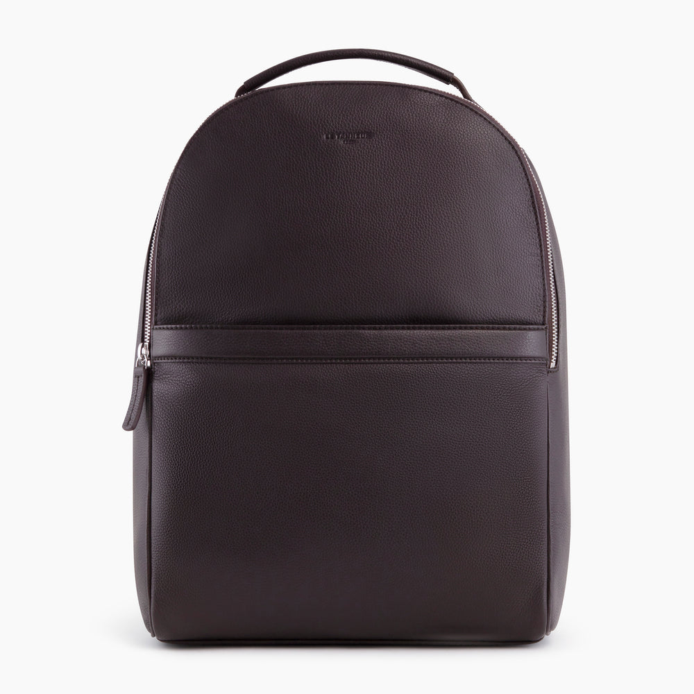 Zipped Charles pebbled leather backpack