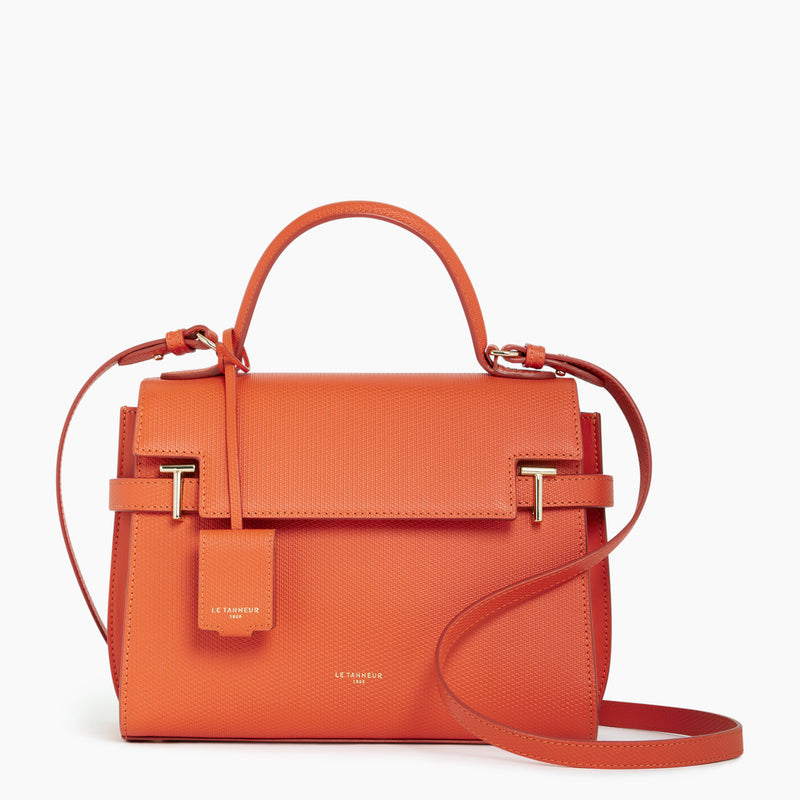 Emilie large handbag with flap closure in monogrammed leather