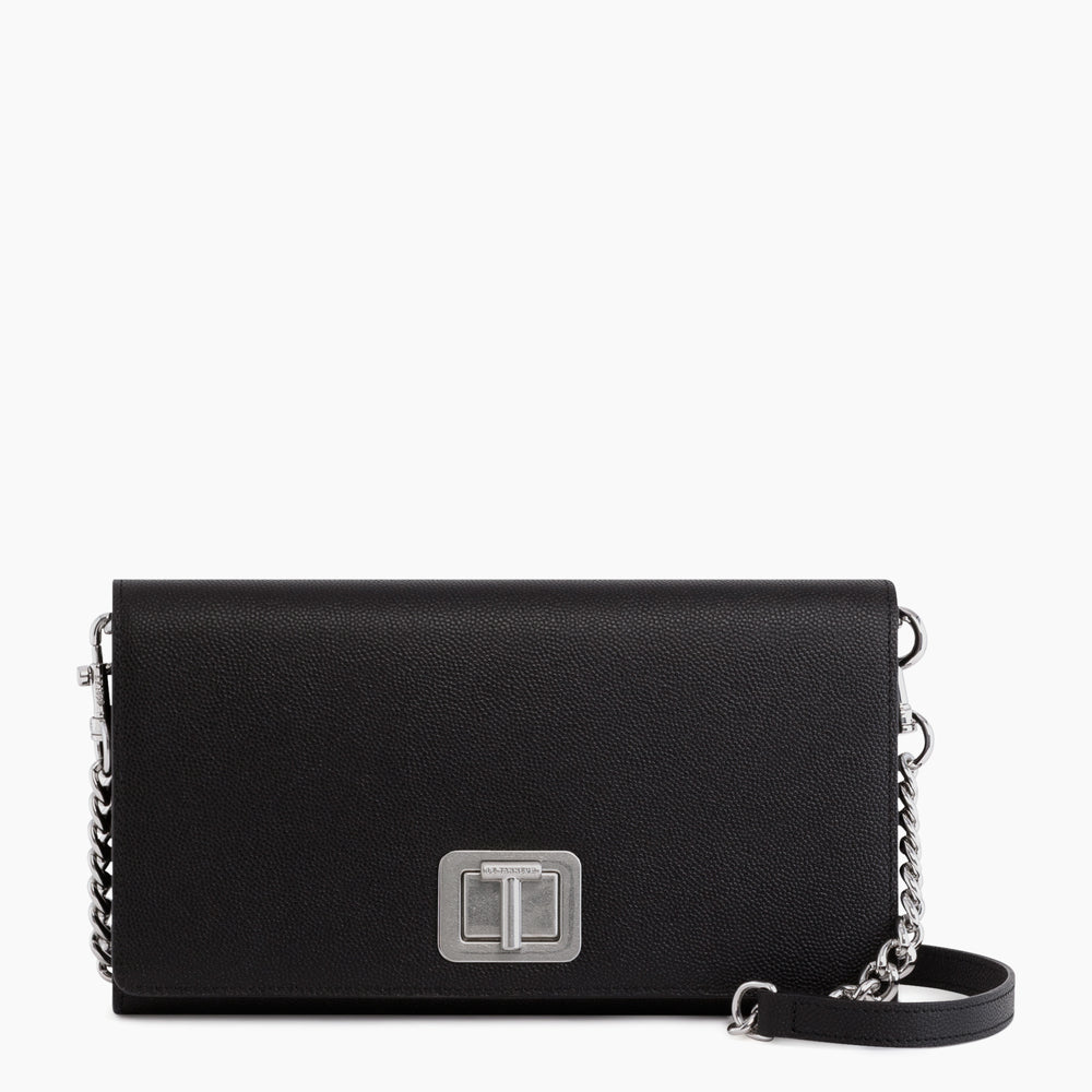 Eva all-in-one clutch with removable crossbody strap in pebbled leather