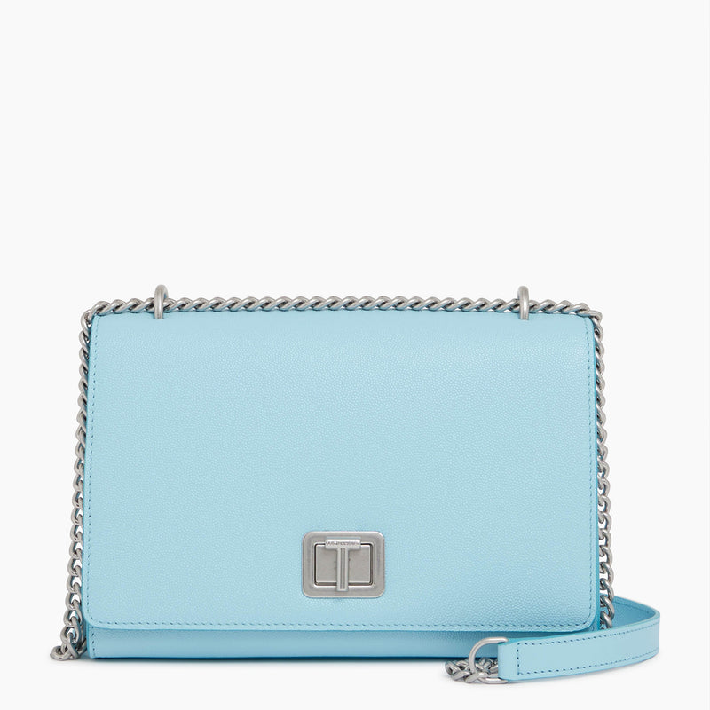 Eva large bag with crossbody strap in pebbled leather