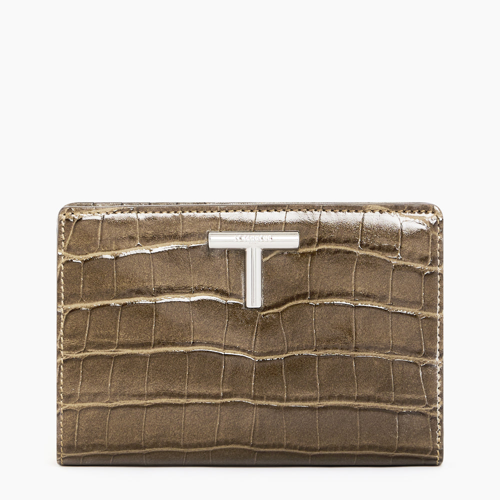 Gisèle small wallet in crocodile-embossed leather