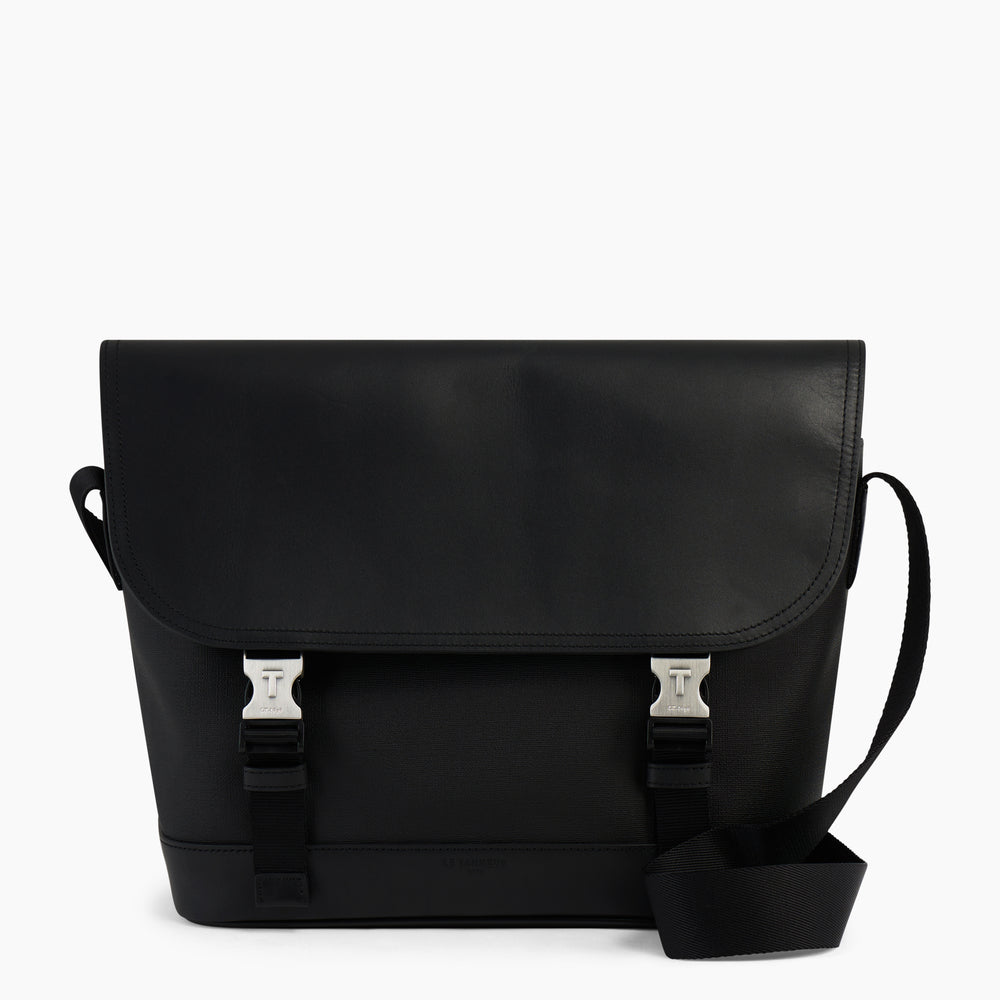 Maurice bag with crossbody strap and flap closure in coated canvas