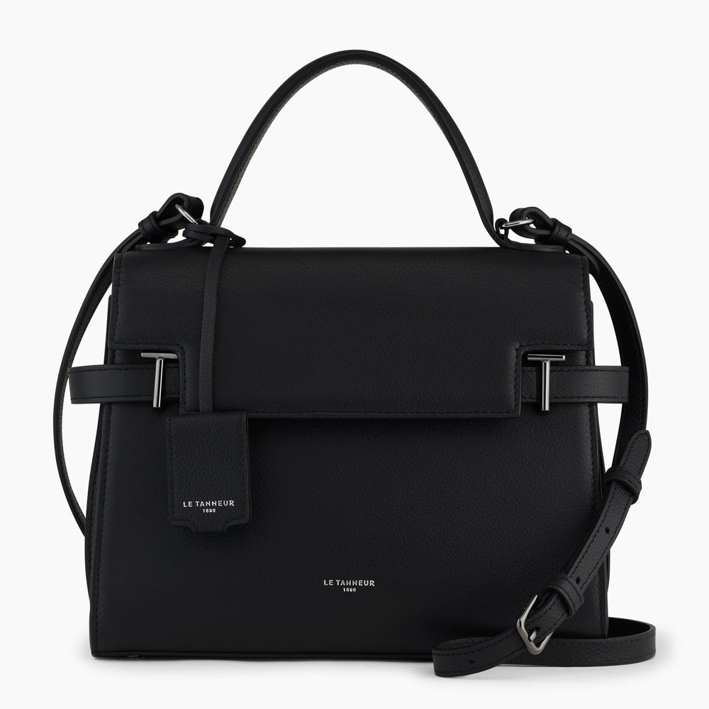 Emilie large handbag with flap closure in pebbled leather