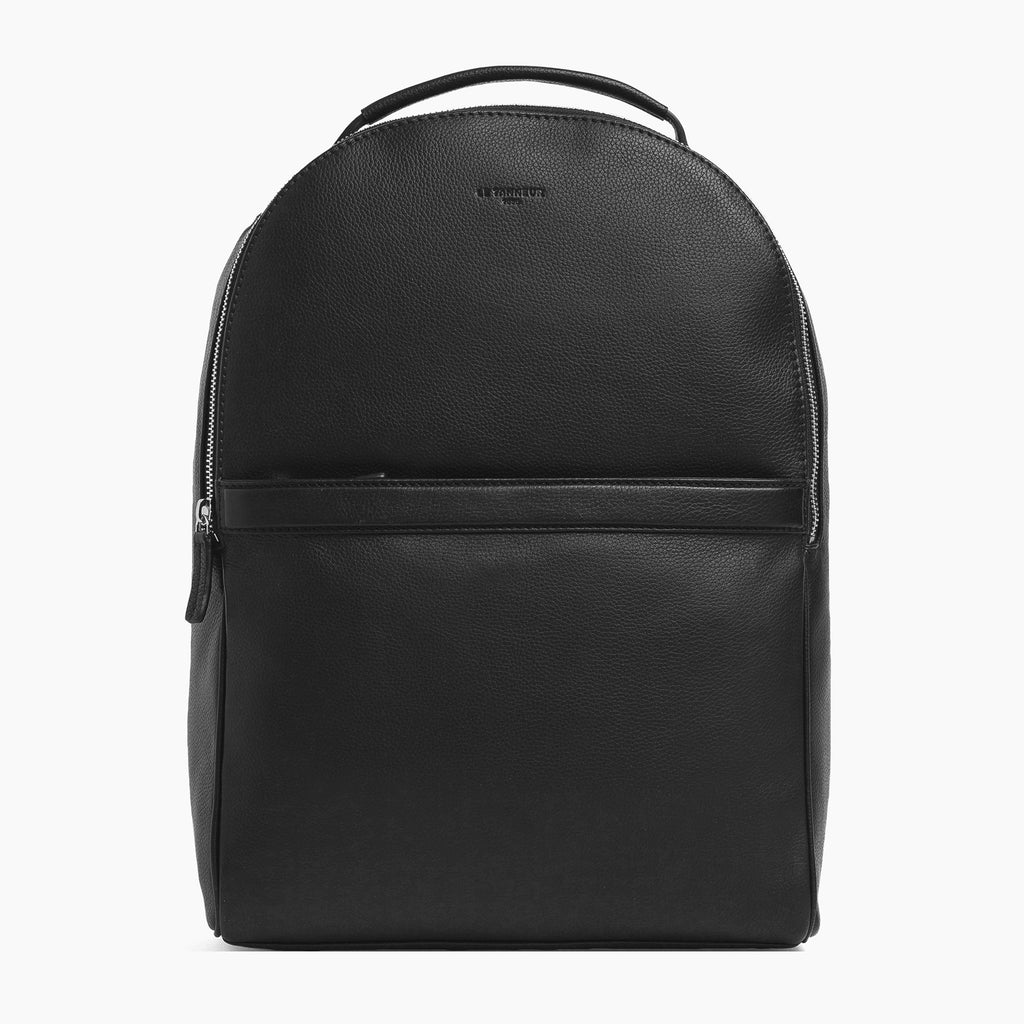 Zipped Charles pebbled leather backpack