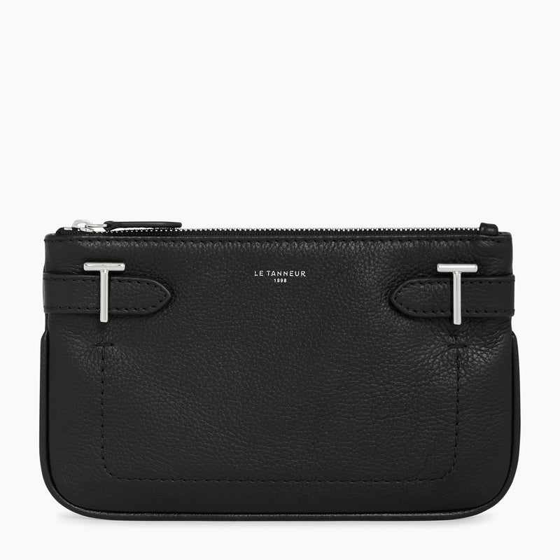 Simone zipped pouch in pebbled leather