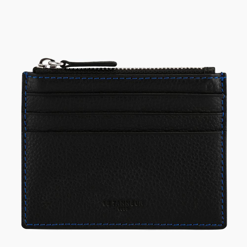 Zipped Charles pebbled leather cardholder
