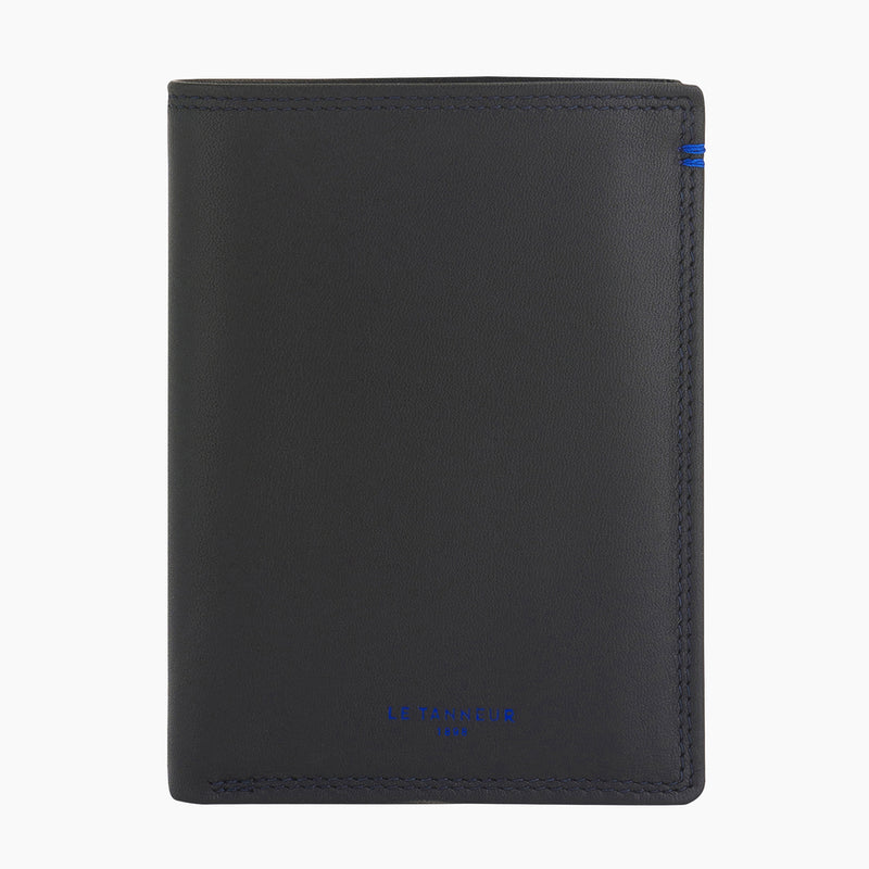 Zipped pocket and 2 shutters Martin smooth leather wallet