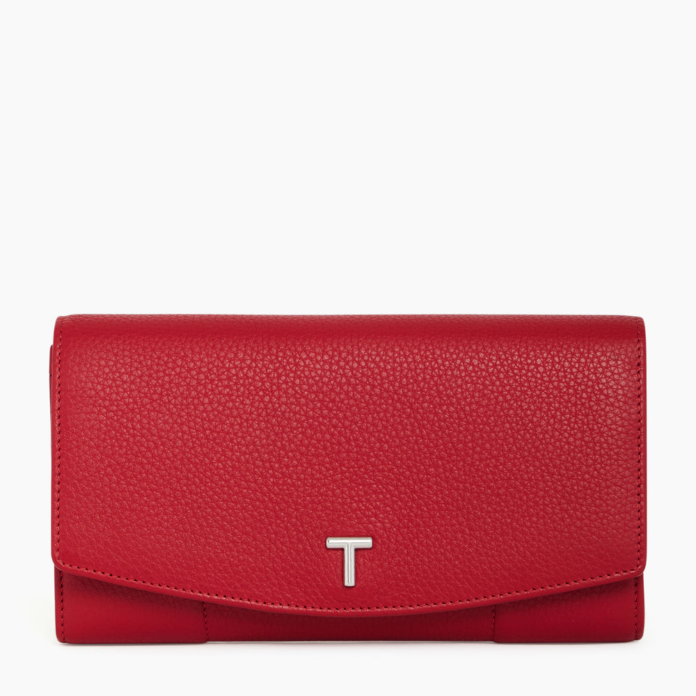Romy large, zipped wallet in pebbled leather