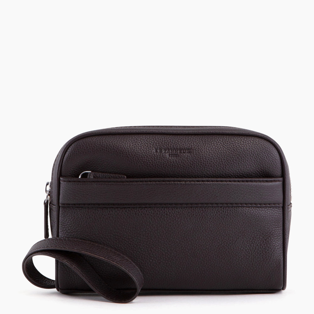 Charles pebbled leather pouch with strap